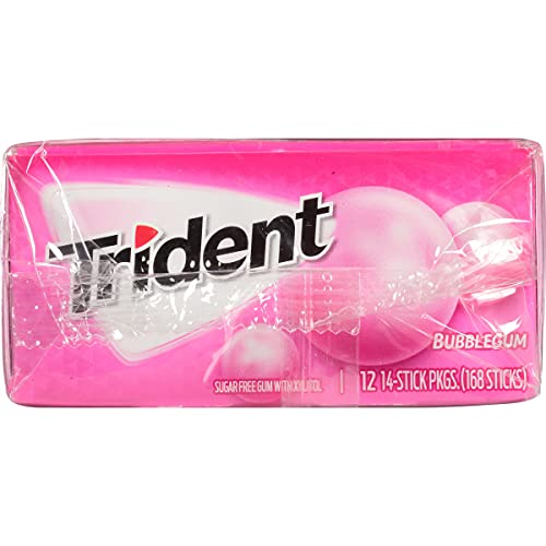 Trident Bubblegum Sugar Free Gum, 12 Packs Of 14 Pieces 168 Tot