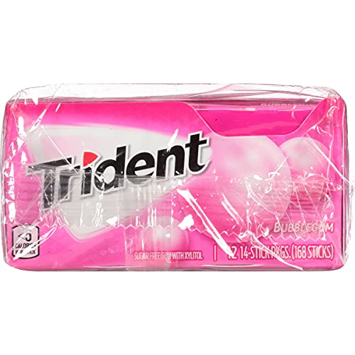 Trident Bubblegum Sugar Free Gum, 12 Packs Of 14 Pieces 168 Tot