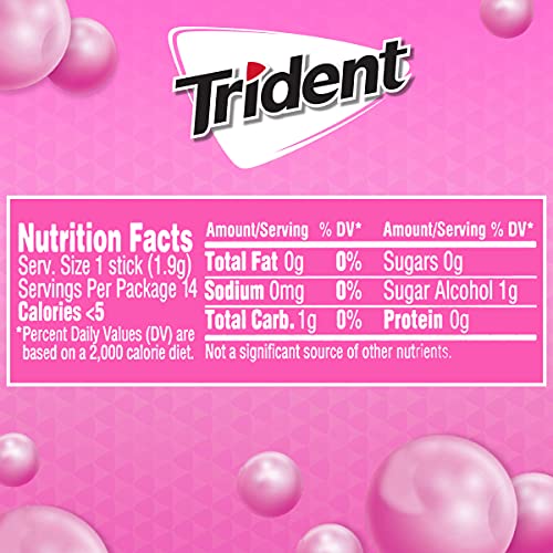 Trident Bubblegum Sugar Free Gum, 12 Packs Of 14 Pieces 168 Tot