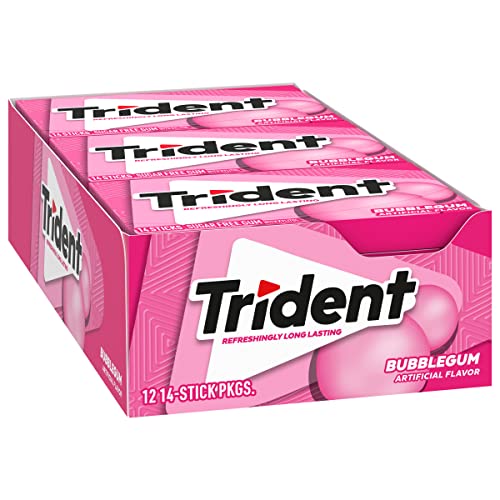 Trident Bubblegum Sugar Free Gum, 12 Packs Of 14 Pieces 168 Tot