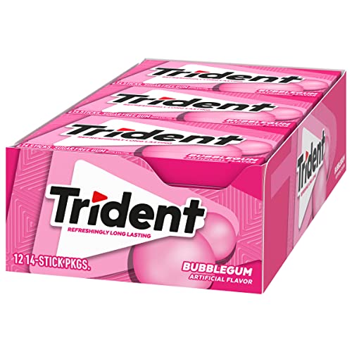 Trident Bubblegum Sugar Free Gum, 12 Packs Of 14 Pieces 168 Tot