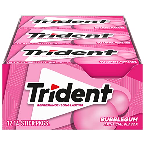 Trident Bubblegum Sugar Free Gum, 12 Packs Of 14 Pieces 168 Tot