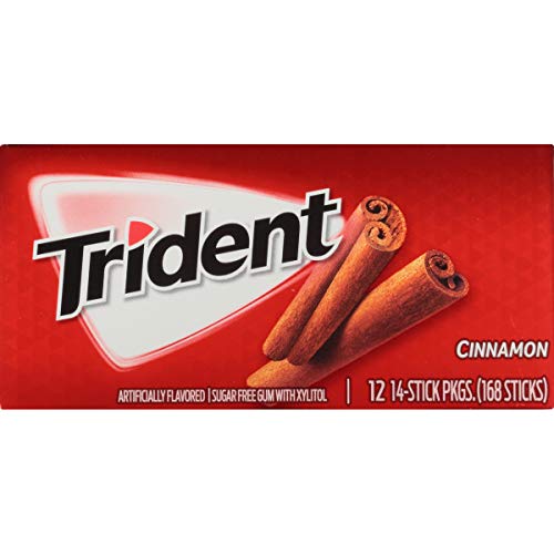 Trident Cinnamon Sugar Free Gum, 12 Packs Of 14 Pieces 168 Tota