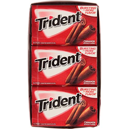 Trident Cinnamon Sugar Free Gum, 12 Packs Of 14 Pieces 168 Tota