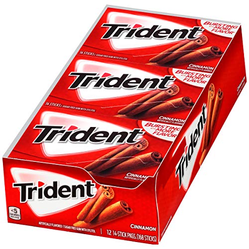 Trident Cinnamon Sugar Free Gum, 12 Packs Of 14 Pieces 168 Tota
