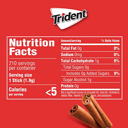 Trident Cinnamon Sugar Free Gum, 12 Packs Of 14 Pieces 168 Tota
