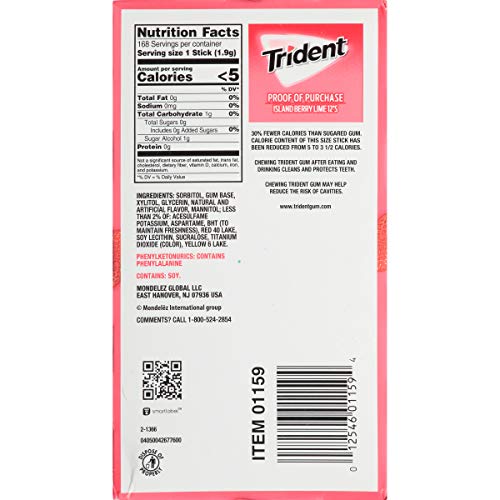 Trident Island Berry Lime Sugar Free Gum - With Xylitol - 12 Pac