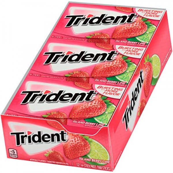Trident Island Berry Lime Sugar Free Gum - with Xylitol - 12 Pac...
