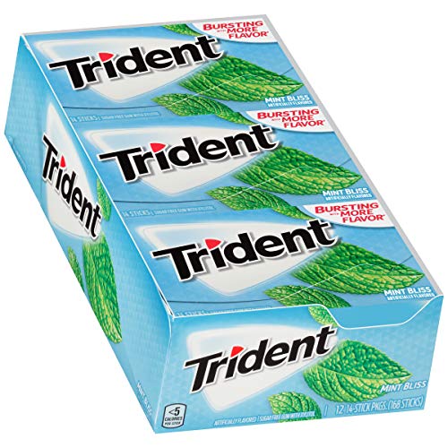 Trident Mint Bliss Sugar Free Gum, 12 Packs Of 14 Pieces 168 Pi