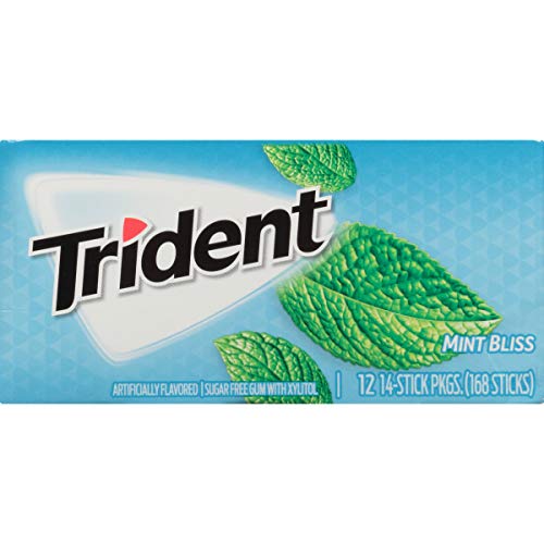 Trident Mint Bliss Sugar Free Gum, 12 Packs Of 14 Pieces 168 Pi