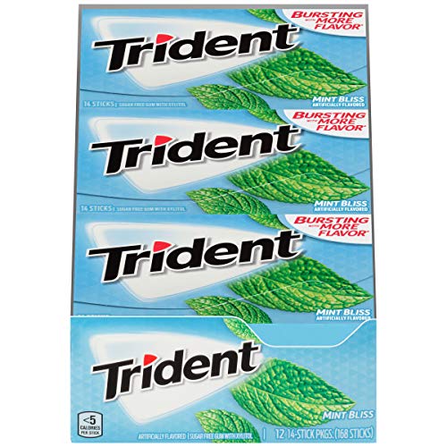 Trident Mint Bliss Sugar Free Gum, 12 Packs Of 14 Pieces 168 Pi
