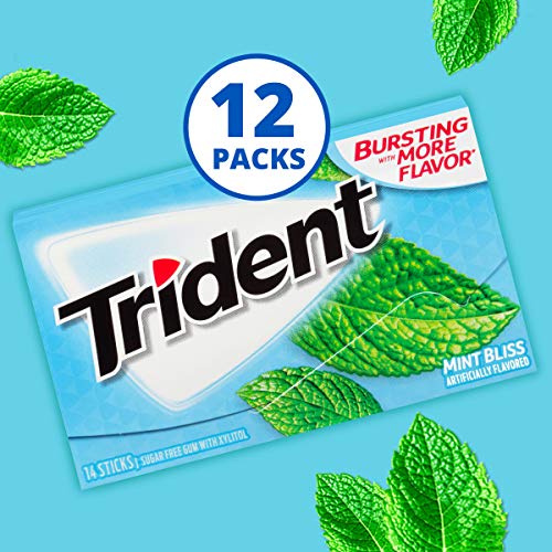 Trident Mint Bliss Sugar Free Gum, 12 Packs Of 14 Pieces 168 Pi