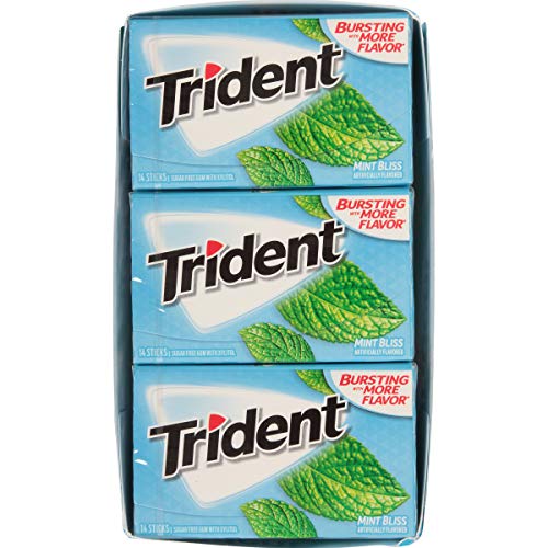 Trident Mint Bliss Sugar Free Gum, 12 Packs Of 14 Pieces 168 Pi