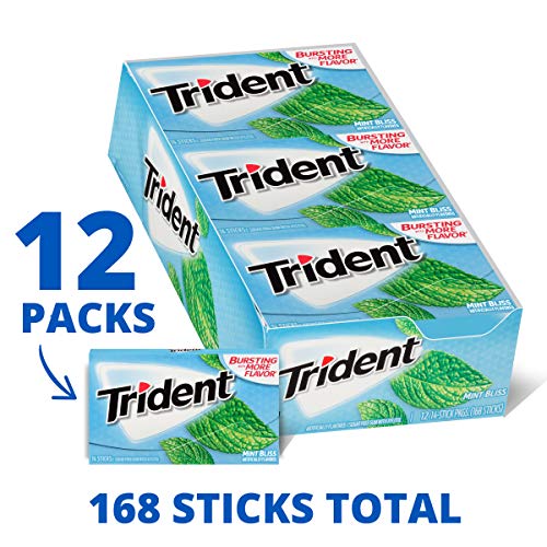 Trident Mint Bliss Sugar Free Gum, 12 Packs Of 14 Pieces 168 Pi