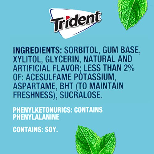 Trident Mint Bliss Sugar Free Gum, 12 Packs Of 14 Pieces 168 Pi
