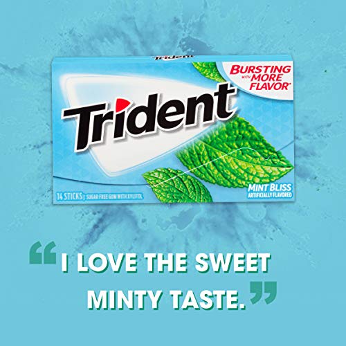 Trident Mint Bliss Sugar Free Gum, 12 Packs Of 14 Pieces 168 Pi