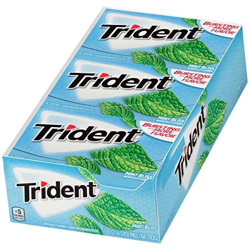 Trident Mint Bliss Sugar Free Gum, 12 Packs Of 14 Pieces 168 Pi