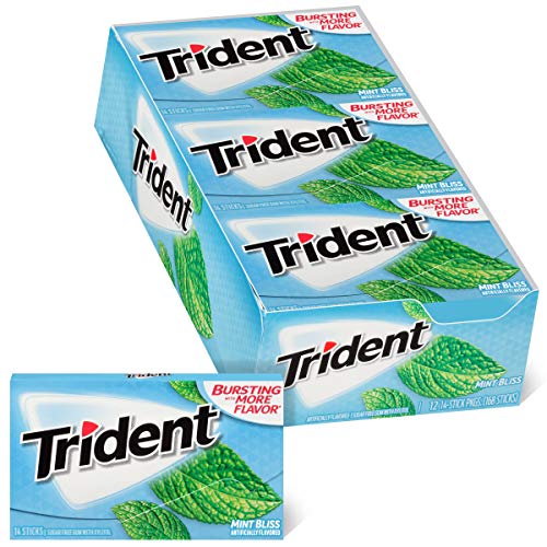 Trident Mint Bliss Sugar Free Gum, 12 Packs Of 14 Pieces 168 Pi