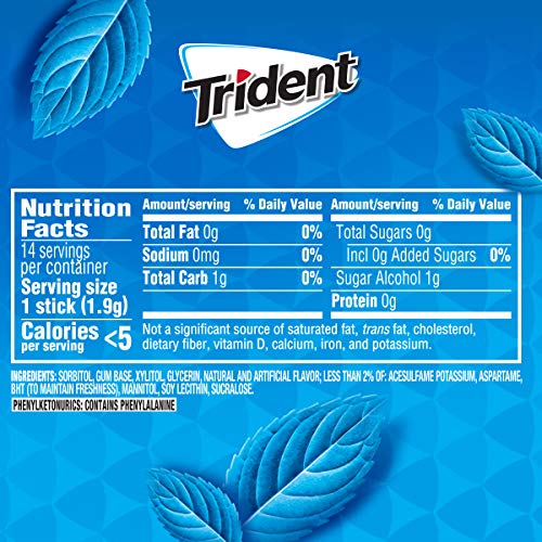 Trident Original Flavor Sugar Free Gum - With Xylitol - 12 Packs