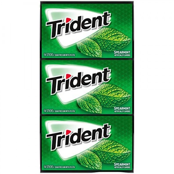 Trident Spearmint Sugar Free Gum, 12 Packs of 14 Pieces 168 Tot...