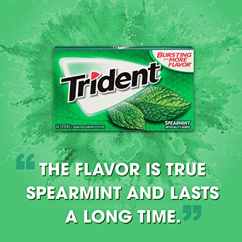Trident Spearmint Sugar Free Gum, 12 Packs Of 14 Pieces 168 Tot