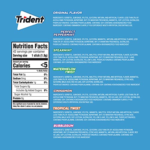 Trident Sugar Free Gum Variety Pack, 21 Packs of 14 Pieces 294 ...