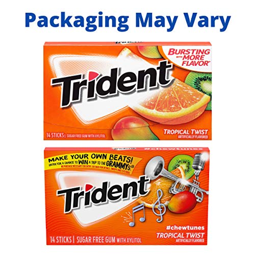 Trident Tropical Twist Sugar Free Gum, 12 Packs Of 14 Pieces 16