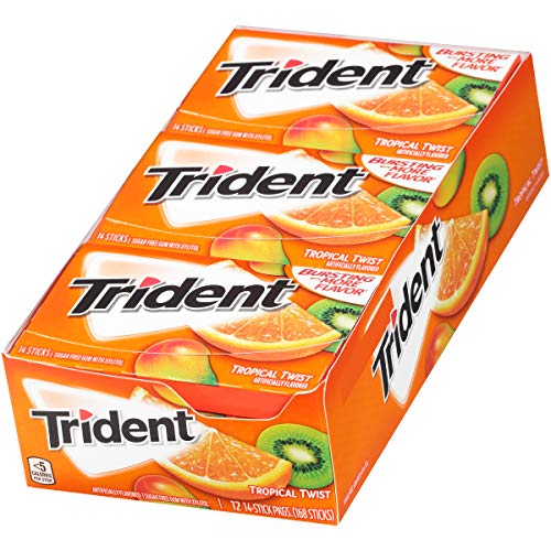 Trident Tropical Twist Sugar Free Gum, 12 Packs Of 14 Pieces 16