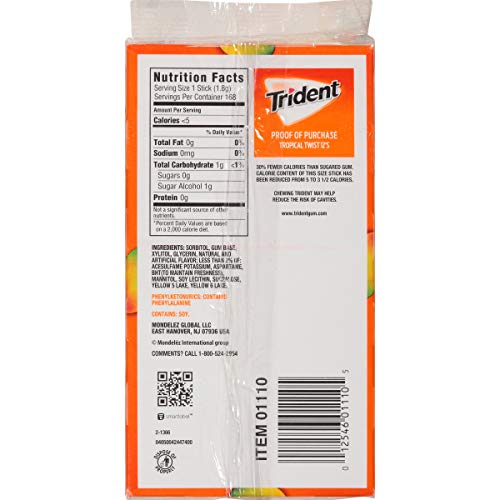 Trident Tropical Twist Sugar Free Gum, 12 Packs Of 14 Pieces 16