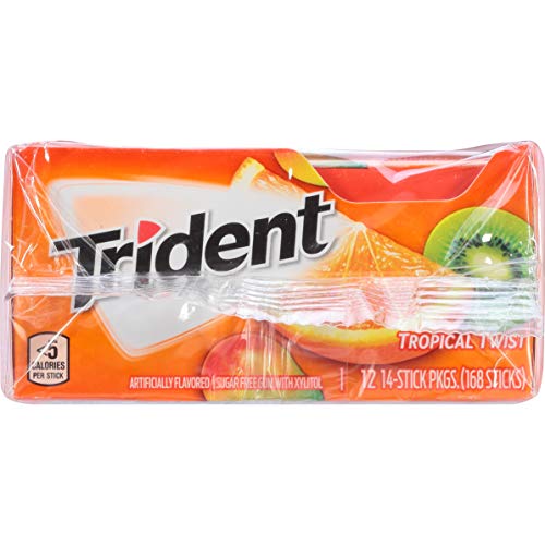 Trident Tropical Twist Sugar Free Gum, 12 Packs Of 14 Pieces 16