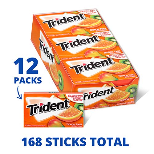 Trident Tropical Twist Sugar Free Gum, 12 Packs Of 14 Pieces 16