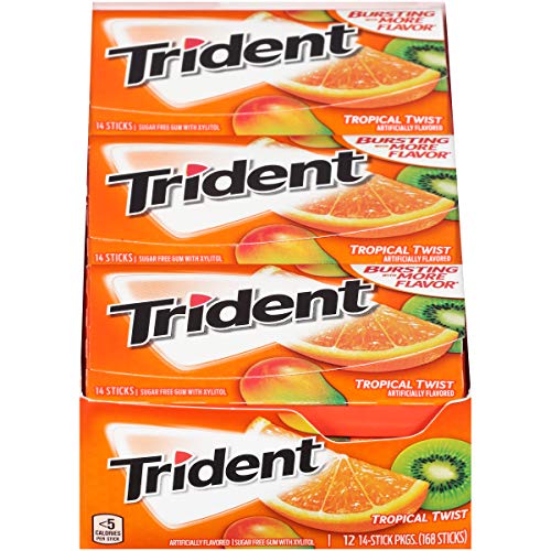 Trident Tropical Twist Sugar Free Gum, 12 Packs Of 14 Pieces 16