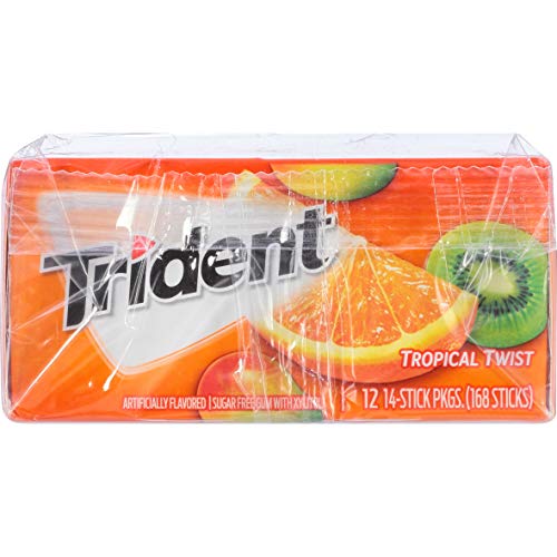 Trident Tropical Twist Sugar Free Gum, 12 Packs Of 14 Pieces 16