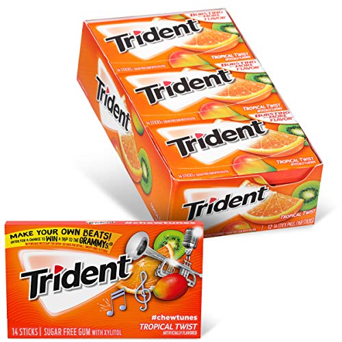 Trident Tropical Twist Sugar Free Gum, 12 Packs Of 14 Pieces 16