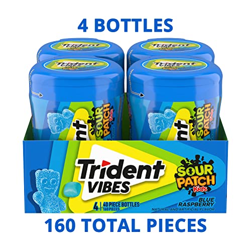 Trident Vibes SOUR PATCH KIDS Blue Raspberry Sugar Free Gum, 4 -...