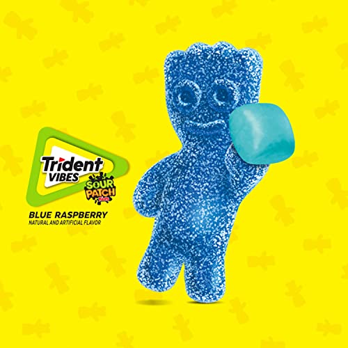 Trident Vibes SOUR PATCH KIDS Blue Raspberry Sugar Free Gum, 4 -...