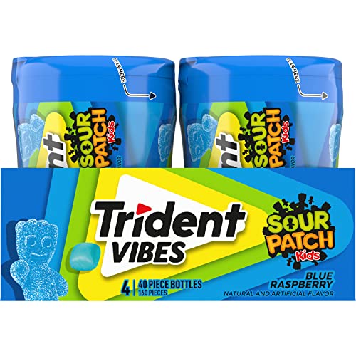 Trident Vibes SOUR PATCH KIDS Blue Raspberry Sugar Free Gum, 4 -...