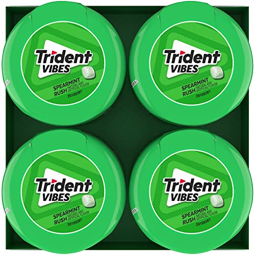 Trident Vibes Spearmint Rush Sugar Free Gum, 4 Bottles of 40 Pie...
