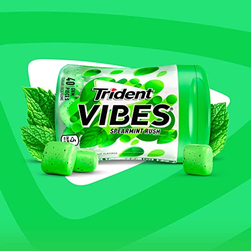 Trident Vibes Spearmint Rush Sugar Free Gum, 4 Bottles of 40 Pie...