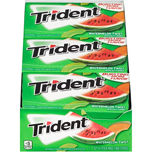 Trident Watermelon Twist Sugar Free Gum, 12 Packs Of 14 Pieces