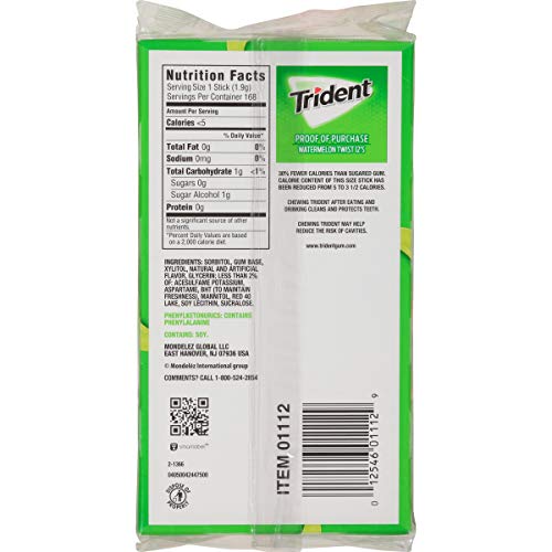 Trident Watermelon Twist Sugar Free Gum, 12 Packs Of 14 Pieces