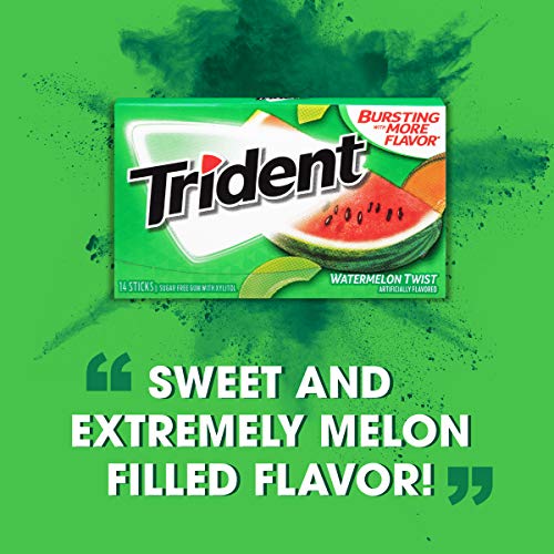 Trident Watermelon Twist Sugar Free Gum, 12 Packs Of 14 Pieces