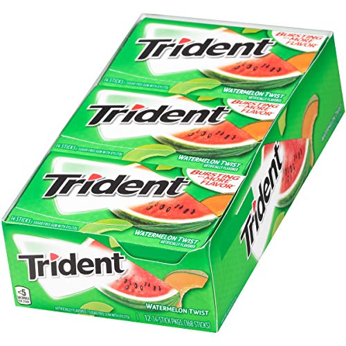 Trident Watermelon Twist Sugar Free Gum, 12 Packs Of 14 Pieces
