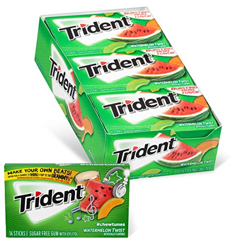 Trident Watermelon Twist Sugar Free Gum, 12 Packs Of 14 Pieces