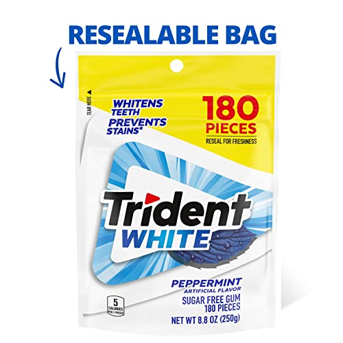 Trident White Peppermint Sugar Free Gum, 180 Pieces