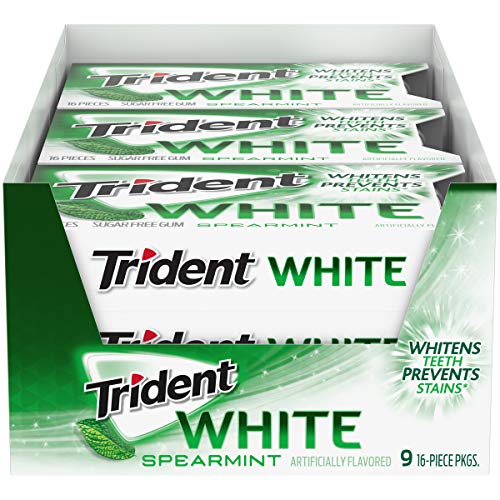 Trident White Spearmint Sugar Free Gum, 9 Pack Of 16 Pieces 144