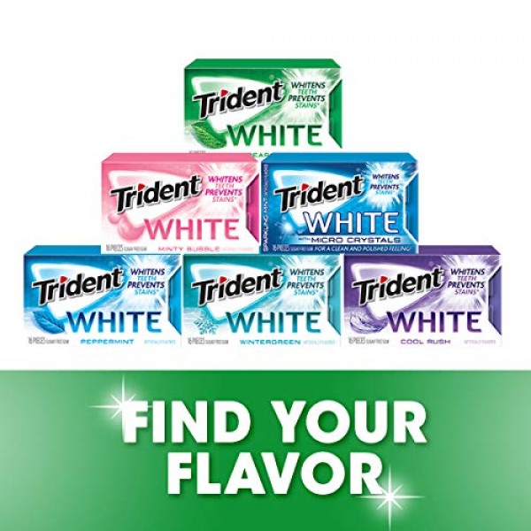 Trident White Spearmint Sugar Free Gum, 9 Pack of 16 Pieces 144...
