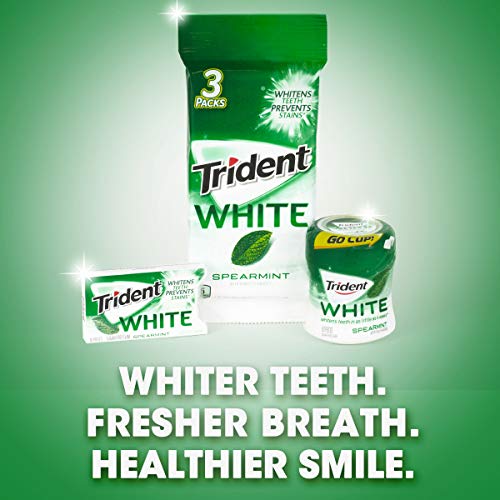 Trident White Spearmint Sugar Free Gum, 9 Pack Of 16 Pieces 144