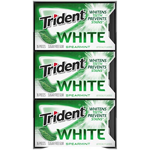 Trident White Spearmint Sugar Free Gum, 9 Pack Of 16 Pieces 144