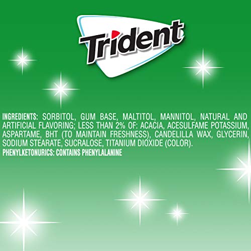 Trident White Spearmint Sugar Free Gum, 9 Pack Of 16 Pieces 144
